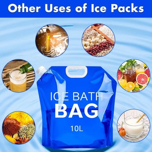 Tryitsbest 4 Pack Ice Bath Bags Reusable, Large Capacity Cold Plunge Ice Bath Accessories, Portable Bathtub Freezer Water Bags for Ice Baths at Home (10L/2.6 Gallon -4Pcs)