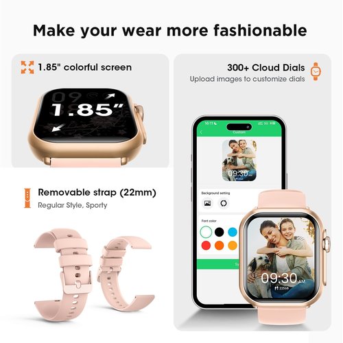 Health & Fitness Trackers for Women Men: 100 Day Battery Life Activity Tracker with Answer/Make Call Blood Pressure SpO2 Sleep Heart Rate Monitor 120+ Sports 5ATM Smart Watch for iPhone Android Pink