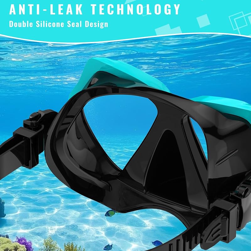 Green Anti-Fog 2-in-1 Snorkeling Mask & Dry-Top Snorkel Set for Adults