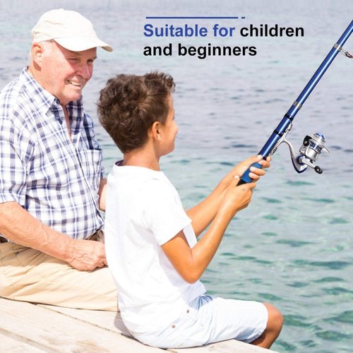 BNTTEAM Mini Spinning Reel & Rod Combos with Telescopic Fishing Rod Reel Lures Fishing Line Set Fishing Combos for Kids/Beginners (Orange Set, 1.2M/47in/3.9ft)