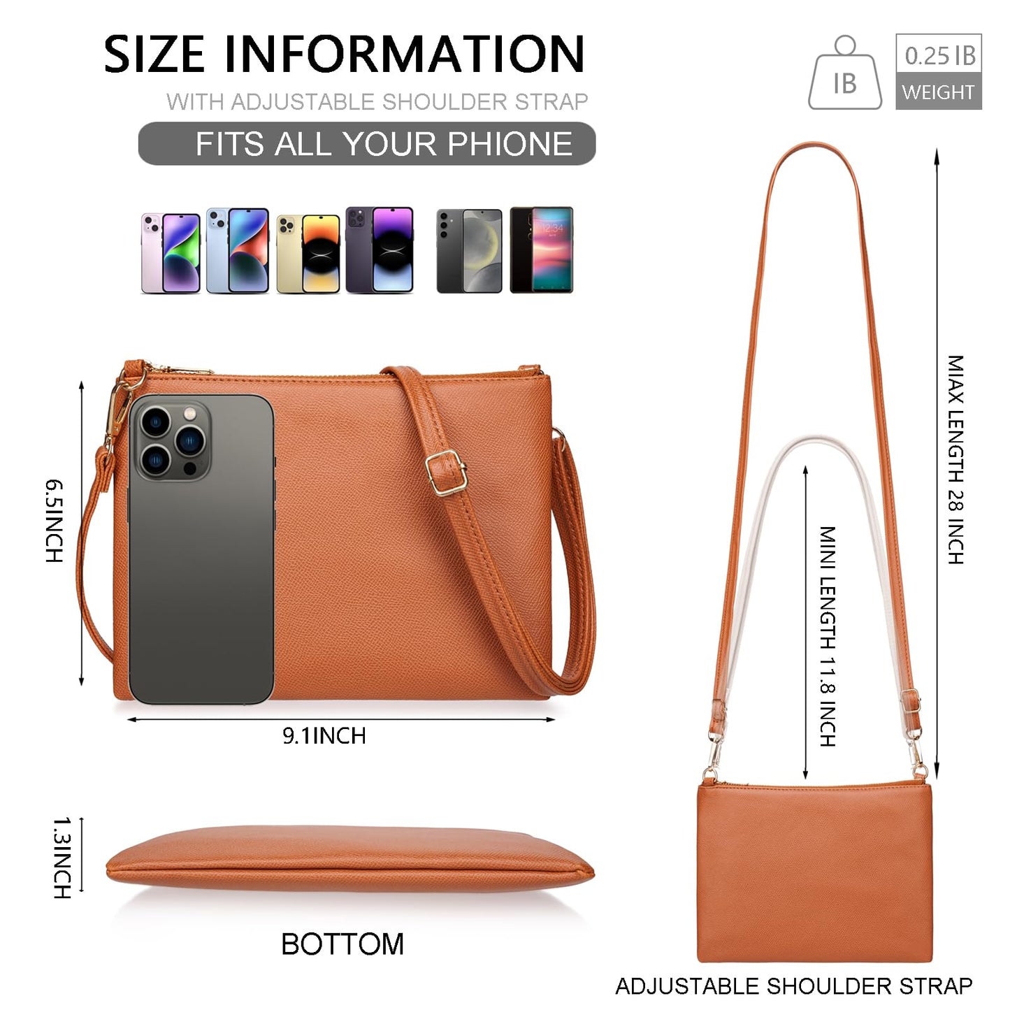 higouta Small Crossbody Bags for Women Trendy Clutch Purse PU Leather Shoulder Bags with Adjustable Strap