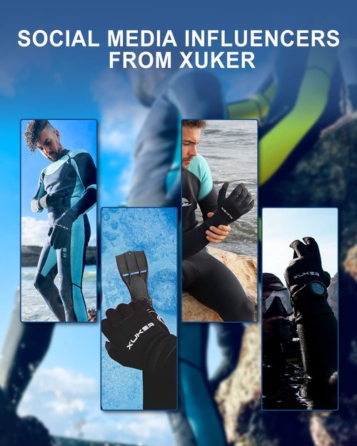 XUKER Water Gloves, 3mm & 5mm Neoprene Five Finger Warm Wetsuit Winter Gloves for Scuba Diving Snorkeling Paddling Surfing Kayaking Canoeing Spearfishing Skiing (3mm-Black, L)