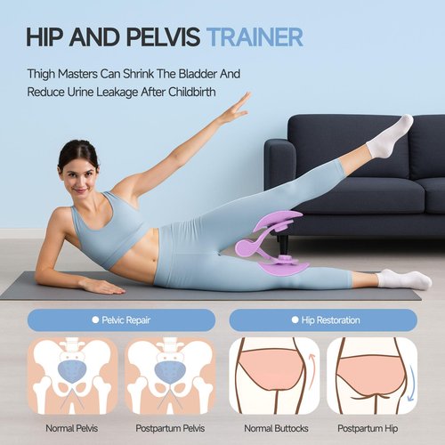 Thigh Master 35lb,Pelvic Floor Exercise,Kegel Pelvic Floor Muscle Thigh Exerciser for Women,with 2 Resistance Band,Inner Thigh Workout Equipment (Lilac Purple)