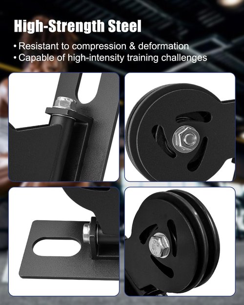 JUFZQO Upgrade Cable Pulley System Fits 1" with Extended Slot Design, Heavy-Duty Gym Pulley Blocks for Squat Racks, 180° Rack Mounted Swivel Pulley for Home Gyms