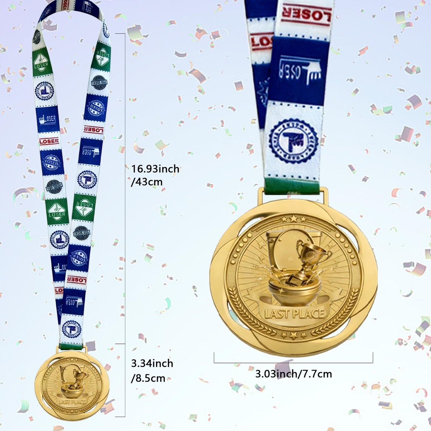 YUJUE Goat Medal + Toilet Seat Last Place Medal – 3.34 Inch Funny Champion & Loser Awards for Sports, Fantasy Football, Parties, Games & Office Competitions