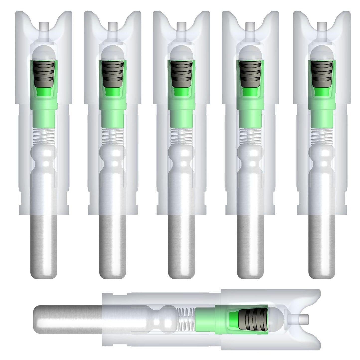 Linpeng 6PCS-New Lighted Nocks for Arrows with .300/7.62mm Inside Diameter Led Nocks Arrow nocks with Switch Button for Archery Hunting 6 Pack (Green Pack of 6)