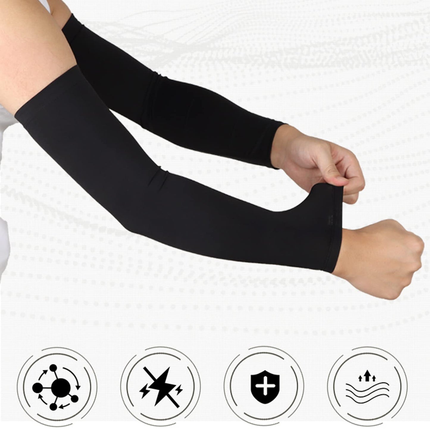 Atneato UV Protection Cooling Arm Sleeves - Arm Warmers Sun Protective Tattoo Sleeves for Men Women (2 Pairs Red)