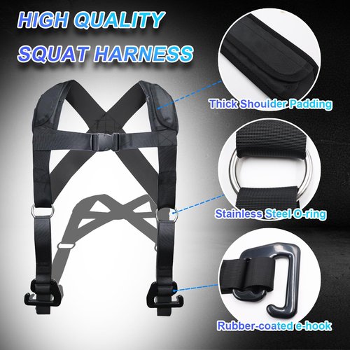 Squat Harness Vest for Resistance Bands – Adjustable Training Strap with Padded Shoulder Support, Quick-Release Buckle & e-Hook for Full-Body Strength Training, Ideal for Squats & Functional Workouts