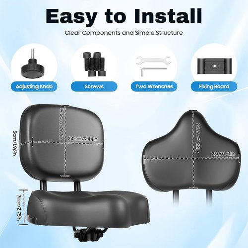 lkoewqzamx Front-Mounted Kids Bike Seat for Ages 3-6, Adjustable Safety Belt & Non-Slip Handle, Fits Most Mountain Bikes, Max Load 100kg