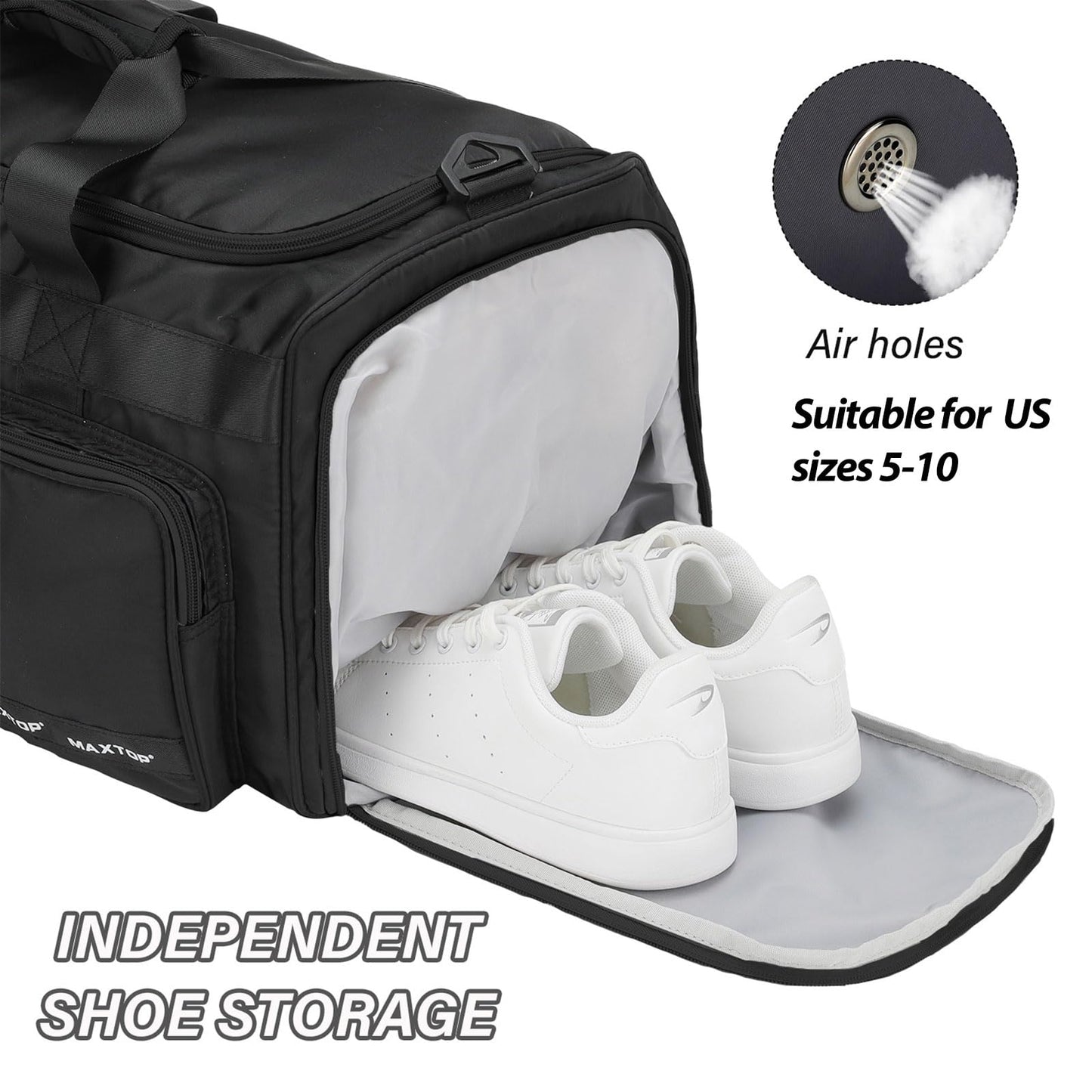 MAXTOP Small Gym Bag for Men Women with Shoe Compartment Wet Dry Separation Black Carry on Mini Duffle Bag for Travel Sports Yoga Fitness Weekend Outdoor Activities