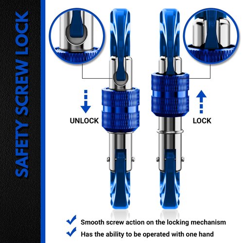 RHINO Produxs 12kN (2697 lbs) Heavy Duty, Locking, Auto Locking, Wiregate Carabiner Clips, for Securing Pets, Outdoor, Camping, Hiking, Hammock, Dog Leash Harness, Keychains