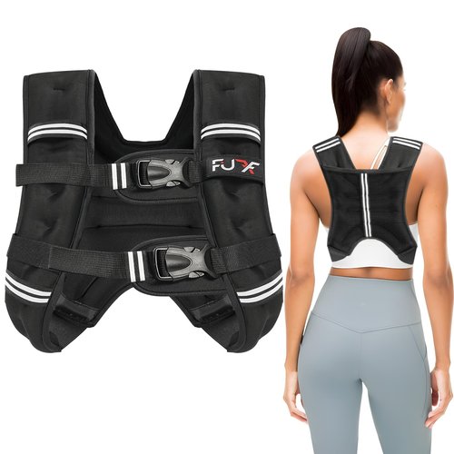 FUFF Weighted vest woman - 5lb/12lb/10lb/15lb/20lb/25lb/30lb Weights with Reflective Stripe, Weighted Vest for Men Women Strength Training Running Walking Jogging