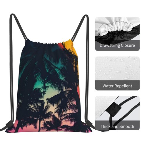 HEILIVIO Drawstring Bags Palm Tree Sky Travel Beach Sport Gym Sack String Yoga Bag