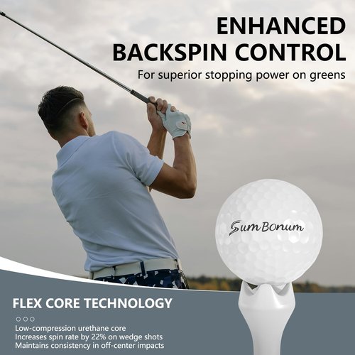 SUMBONUM Premium 3-Piece Urethane Golf Balls ??Low Compression Core, High Spin Control, Cut-Resistant Cover ??Soft Feel for Enhanced Short Game Performance ??Ideal for Mid to Low Handicap Golfers