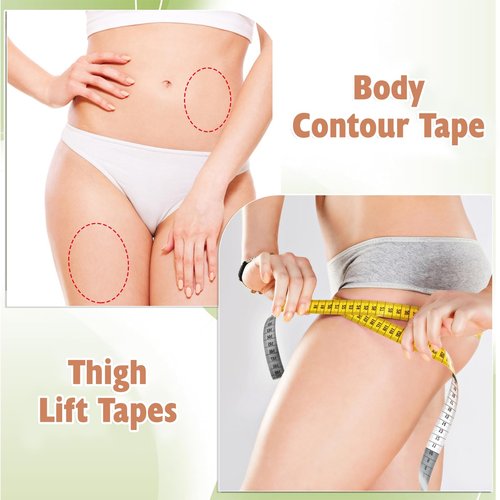 Huaerle 50 Pcs Thigh Lift Tape Instalift Tape for Legs Invisible Patch Elastic Anti Chafing Tape for Inner Thigh Sagging Loose Skin Flat Stomach Back Fat Belly, 4.7 x 4.7inch