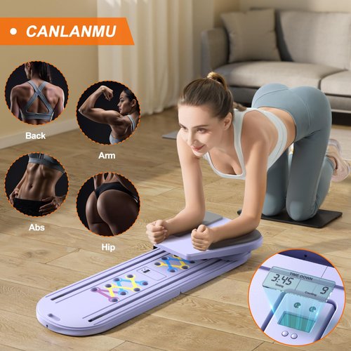 Pilates Board,Pilates Reformer Sets, Multifunctional Abdominal Pilates Board for Home Workout Equipment, Portable Foldable Ab Board Trainer Pilates Exercise Machine, Pilates Reformer Board for Women