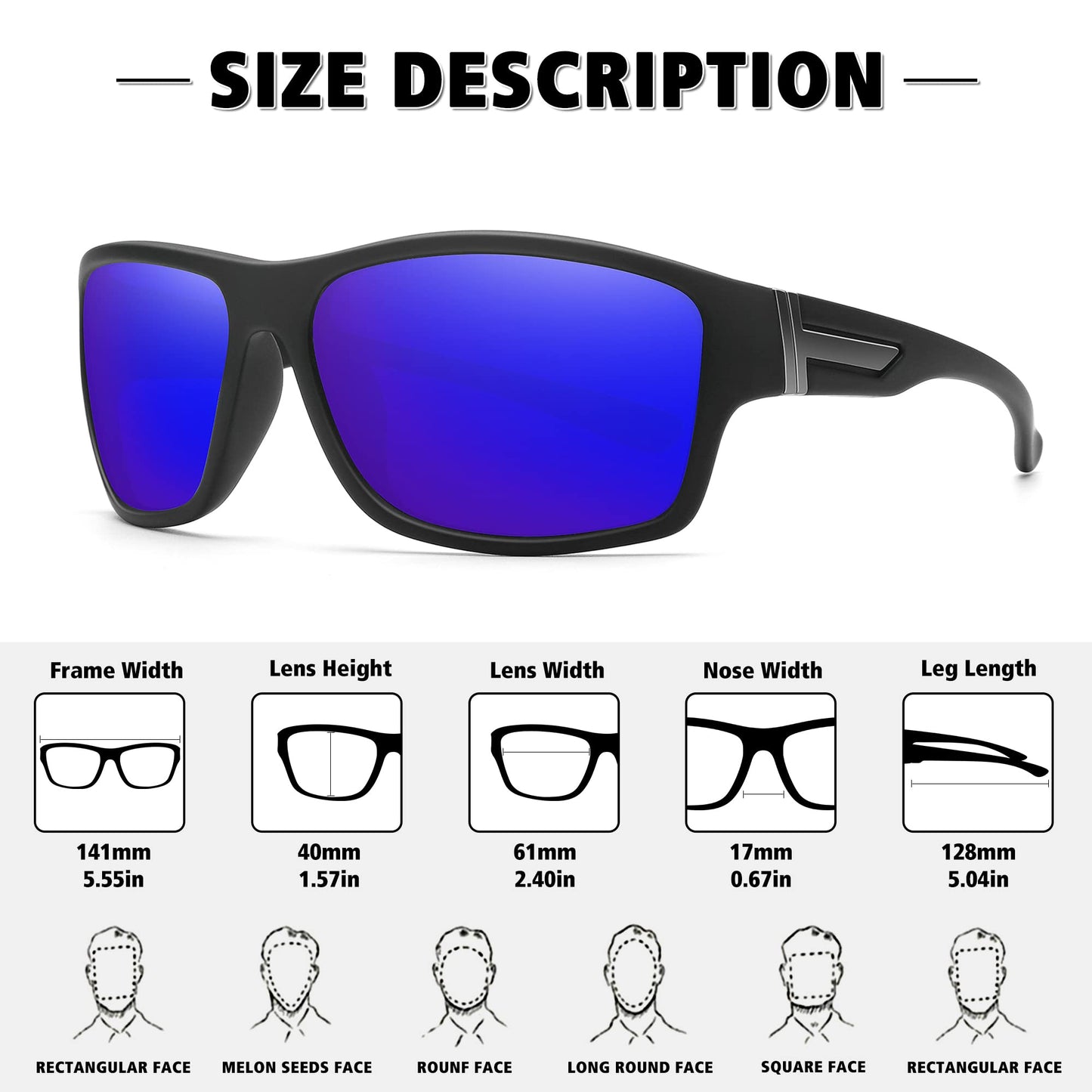 STORYCOAST Polarized Sports Sunglasses for Men Women Unbreakable Frame Cycling Fishing Driving 2Pack Black+Drak Blue