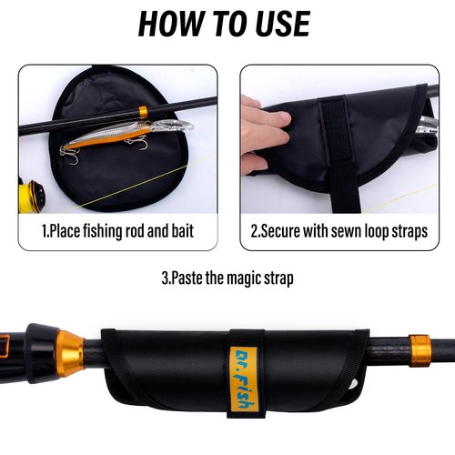 Dr.Fish 3 Pack Fishing Lure Wraps, Oval Nylon Bait Storage Protectors with Magic Patch, Secure Covers for Fishing Hooks, Lures, Rods, Tackle Organizer XL
