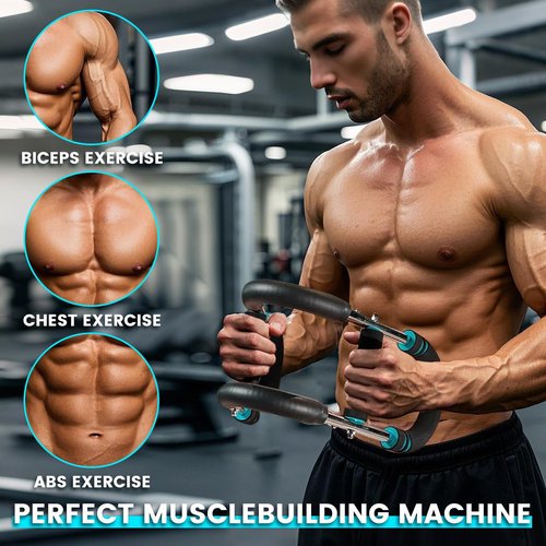 Twister Arm Trainer for Men, Adjustable Chest Workout Equipment for Home Gym, Muscle Builder & Strength Training for Arms, Chest. Blue, 20-60lb