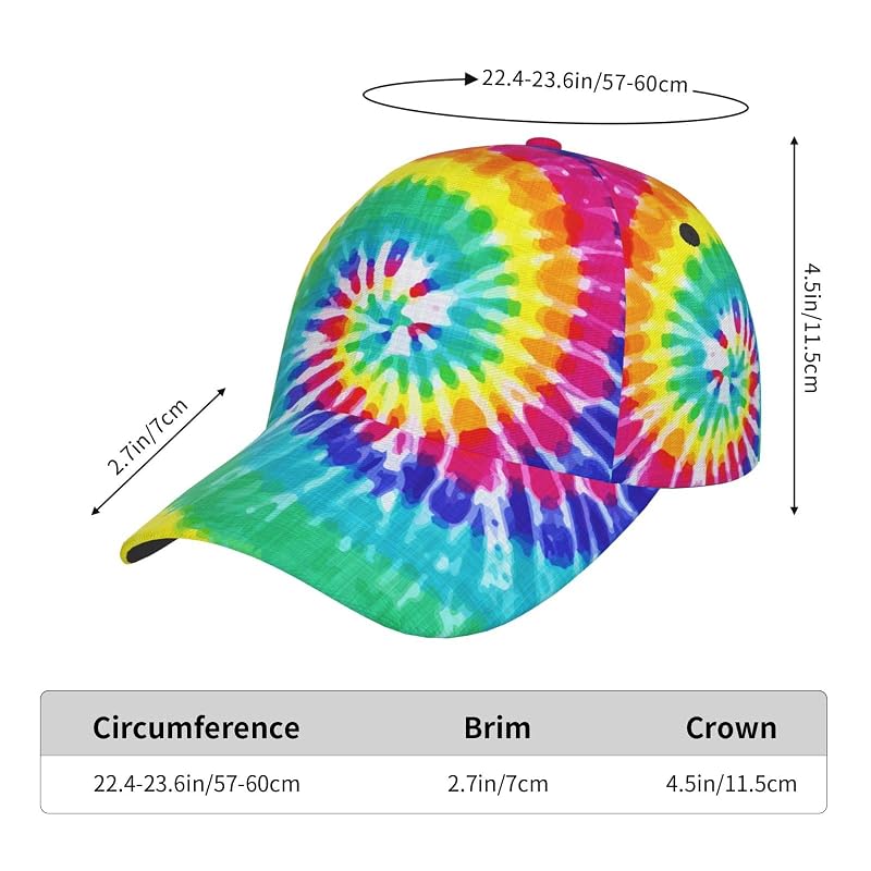 Tie Dye Rainbow Baseball Cap - Adjustable Snapback Trucker Hat