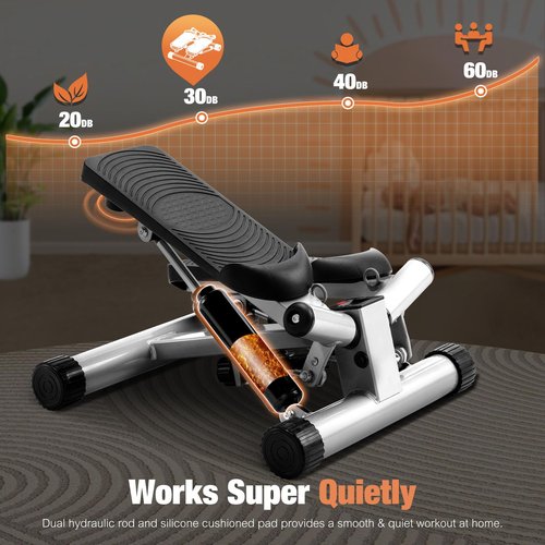 Sweetcrispy Mini Stair Twist Steppers with Resistance Bands for Exercise at Home, Portable Sport Machine for Full Body Workout, 220LBS Capacity,New Grey