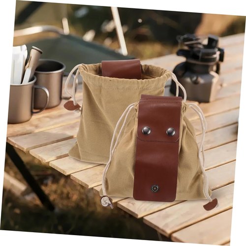 Hoement Collapsible Mushroom Bags 2pcs Canvas Pouch Set Portable Hiking Fruit Picking Bag Saddle Dump Pouch