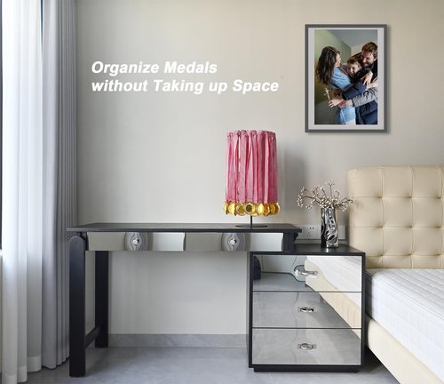 Rotatable Medal Hangers Display, Tabletop Medal Holder Rack Over 45+ Medals Capacity, Ideal for Sports Marathon Races Runners, Cheer, Gymnastics, Soccer, Softball - Easy Hanging Metal