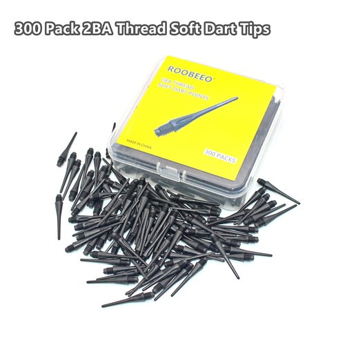 ROOBEEO 2BA Thread Plastic Tip Dart Points 300 Pack Soft Dart Tips Replacement Dart Accessories-Black
