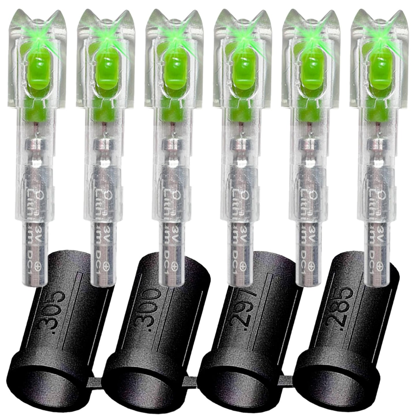 sntxmy 6-Pcs Crossbow Bolts Lighted Nocks Lights Up Automatically with Bushings for (.285/.297/.300/.305)