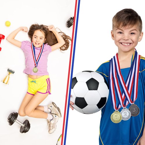 GOLDGE 18 Award Medals - Ideal for Sports, Competitions, Parties, Spelling Bees & Olympics - 2 Inches - Comes in a Set of 18. Also Available in Gold, Silver and Bronze - Perfect Prizes for Winners