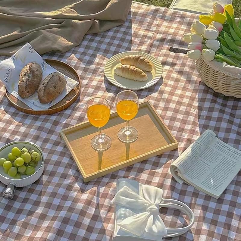 Large Beach Blanket 80x60 in Waterproof Sandproof Foldable Outdoor Picnic Blanket Brown (Variation: Brown+5' x 6'8")