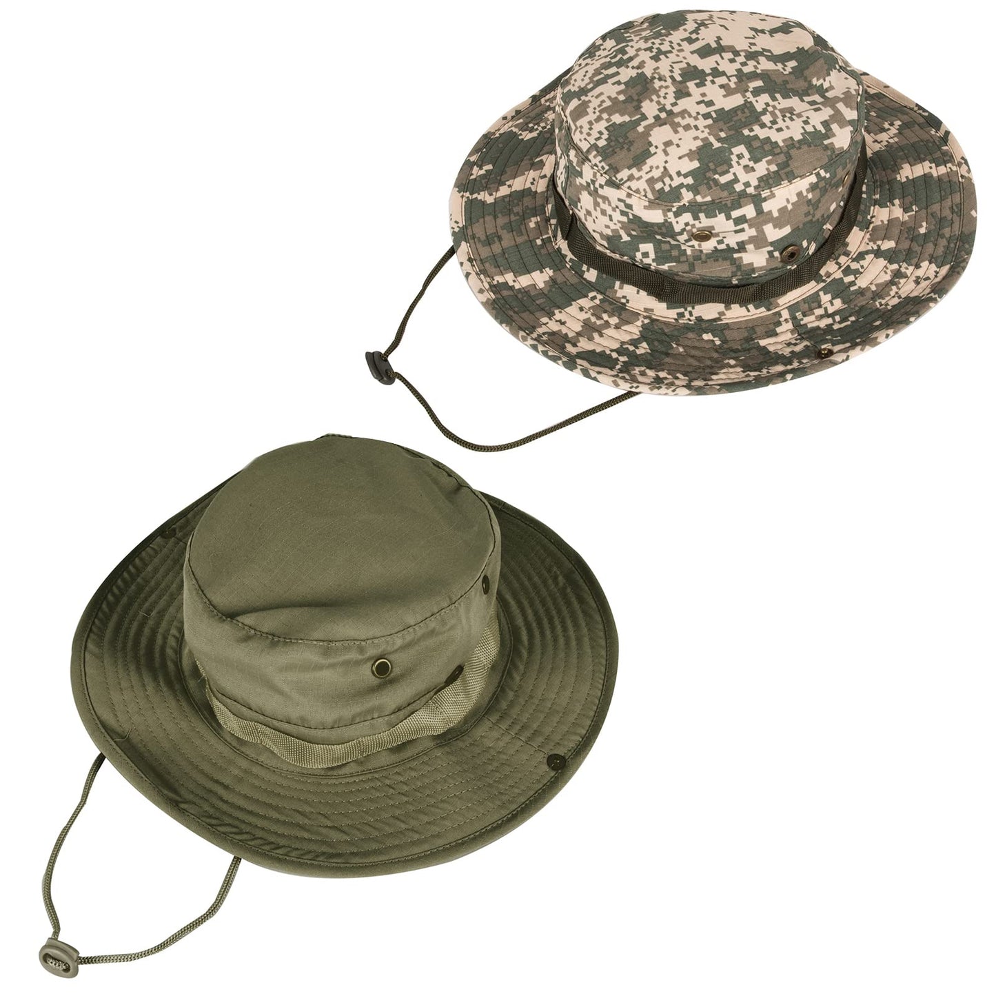 Sun Hats for Men Women Bucket Hat UPF 50+ Boonie Hat Foldable UV Protection Hiking Beach Fishing Summer Safari(2pack-Army Green+Green-1)