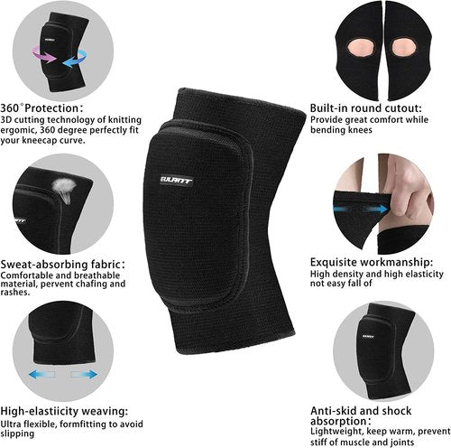 ONTYZZ Kids Knee Pads with Thicken Sponge Padding, Breathable Stretchy Cotton Knee Pads for Child Girls Boys, Soft Knee Pads for Dancing Skating Football Mountaineering Cycling Black/S