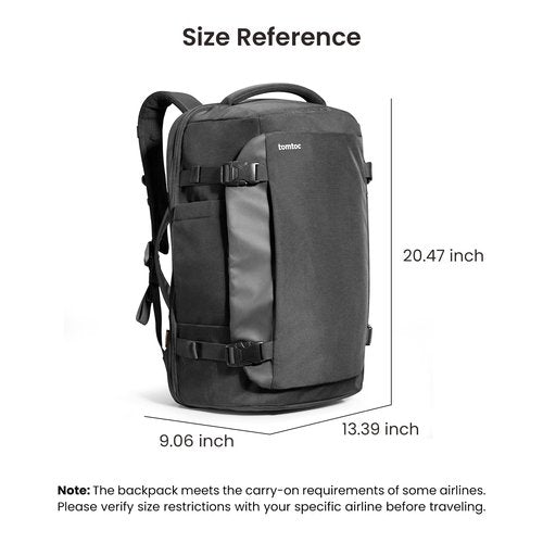 tomtoc Travel Backpack 40L, TSA Friendly Flight Approved Carry-on Luggage Hand Water-resistant Lightweight Business Rucksack, Durable Large Weekender Bag Daypack Fits 17.3 Inch Laptop, PFAS Free
