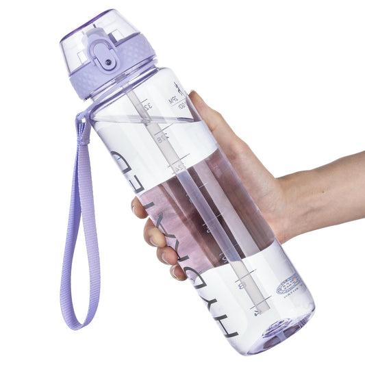 GOPPUS Clear Water Bottle With Straw 32oz Clear Sports Water Bottles Motivational with Time Marker Tritan BPA Free Clea Plastic Water Bottle Wide Mouth for Gym Travel Home School Office