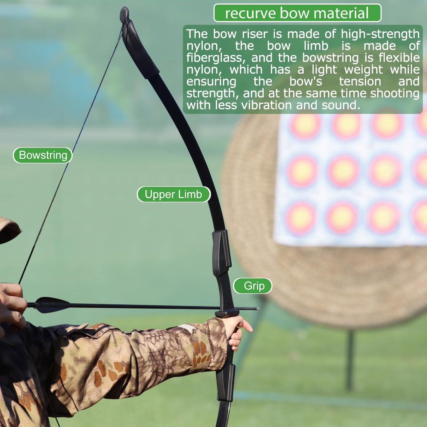 IS-TONGTU Archery Bow Set for Adult, Recurve Bow and Arrow Set for Adult Beginner Youth Teenager, Left and Right Handed Takedown Bow Set 20LB 30LB 40LB, arco y flecha kit with 6 Arrows (Black, 20 LB)