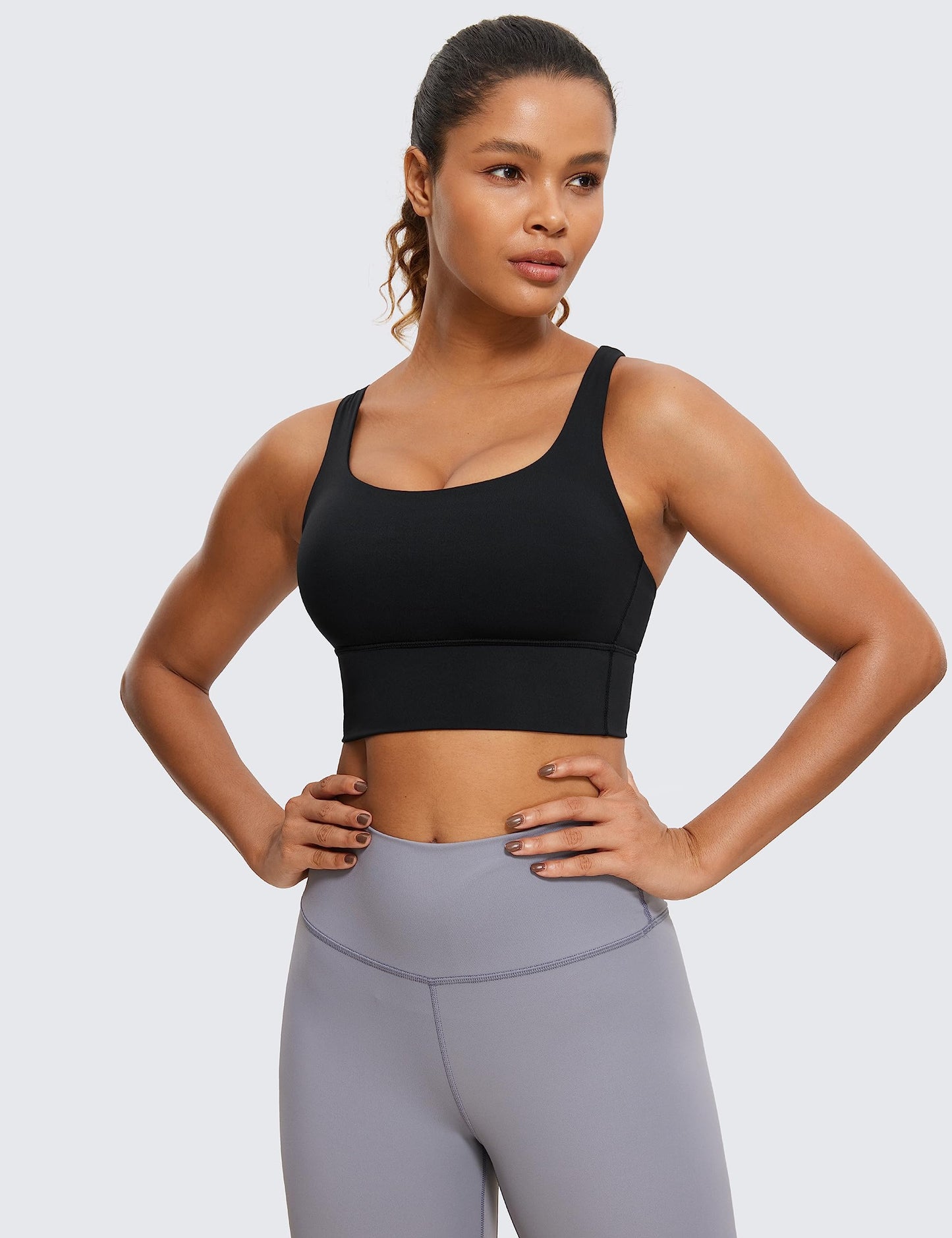 CRZ YOGA Naked Feeling Longline Sports Bras Black Medium