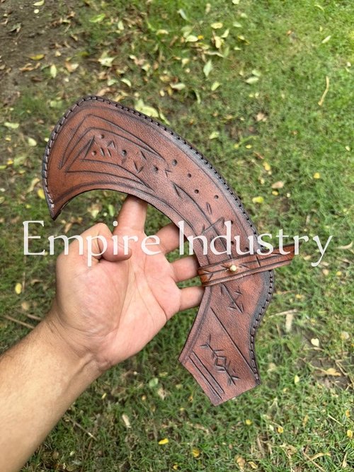 Customized Handmade J2 Steel Full Tang Hunting 15 Inch Long Egytian Mini Khopesh with Leather Sheath, Perfect Leather Wrapped Grip by Empire Industry