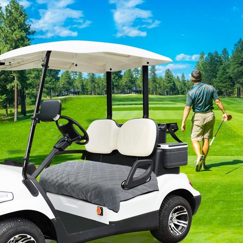 YOKYHOM Golf Cart Seat Covers for Cool or Cold Weather, Golf Cart Seat Towel Blanket, Short Plush Surface, Keep Warm, Suits EZGO, Yamaha, Club Car and Other 2-Seat Golf Carts, 51"x 30.5", Light Gray