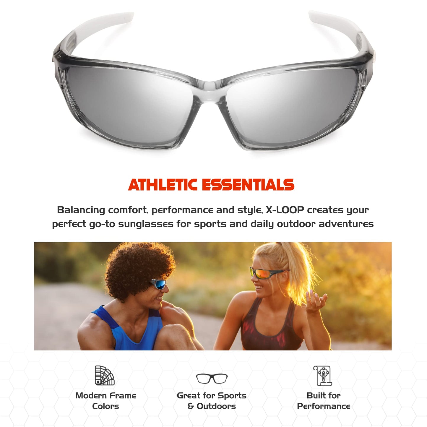 X LOOP Polarized Wrap-Around Sunglasses for Men Women Running Fishing Driving Sports Glasses