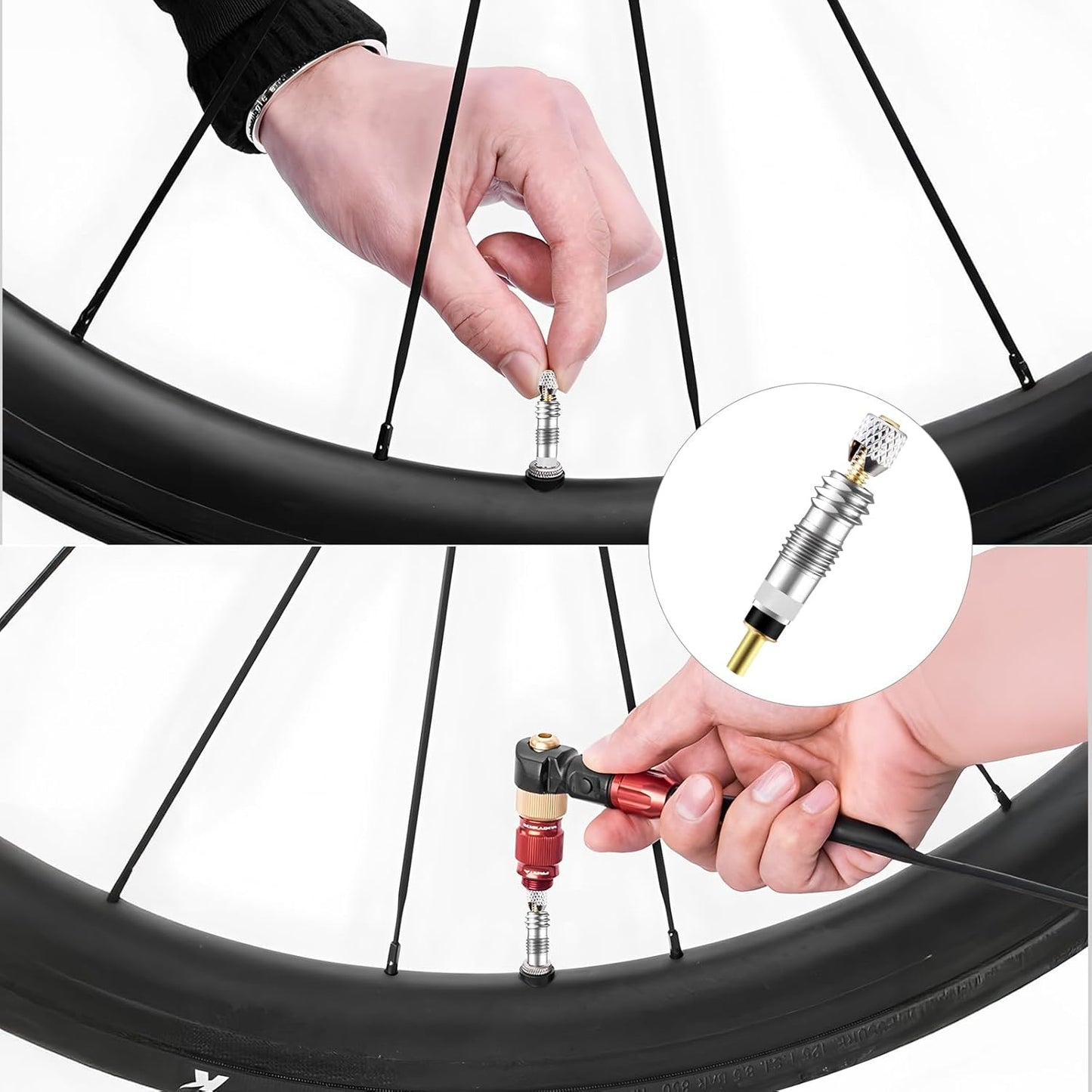 20Pcs Professional Brass Presta Valve Core & Stem - Leak-Proof Valve cores Universal for Tubeless Road/MTB Bike Tires (Standard)