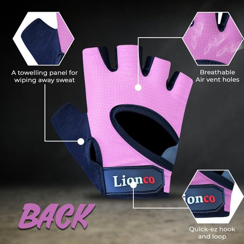 LIONCO Workout Gloves for Men Women,Weight Lifting Gloves with Breathable Gel Padded Excellent Grip for Gym Exercise,Cycling,Weightlifting,Fitness Training,Pull Ups and Climbing and Rowing (Pink, M)