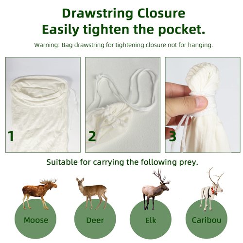 Gociean Game Bags Elk Hunting Meat Bags, 48inch 5-Pack Rolled Heavy Duty Quarter Bag, Reusable & Breathable Meat Game Bag with Reflective Strip for Elk, Caribou, Deer, Moose, Antelope, Duck