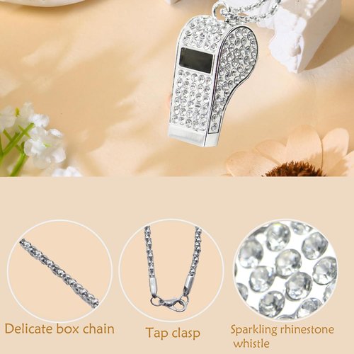Draduo Whistle,Bling Whistle,Metal Crystal Rhinestone with Keychain for Coach/Referee/Training/Lifeguard/Teachers (Sliver)