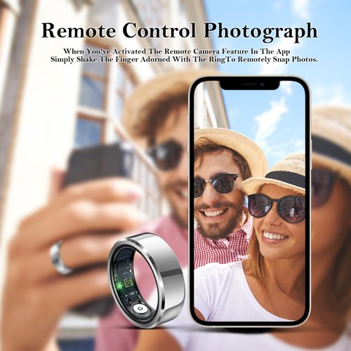 Delcast Smart Ring for Women Men-Wearable Fitness Tracker with Sleep Tracking Heart Rate Blood Oxygen Healthy Monitor Ring Activity Monitoring Steps Calories