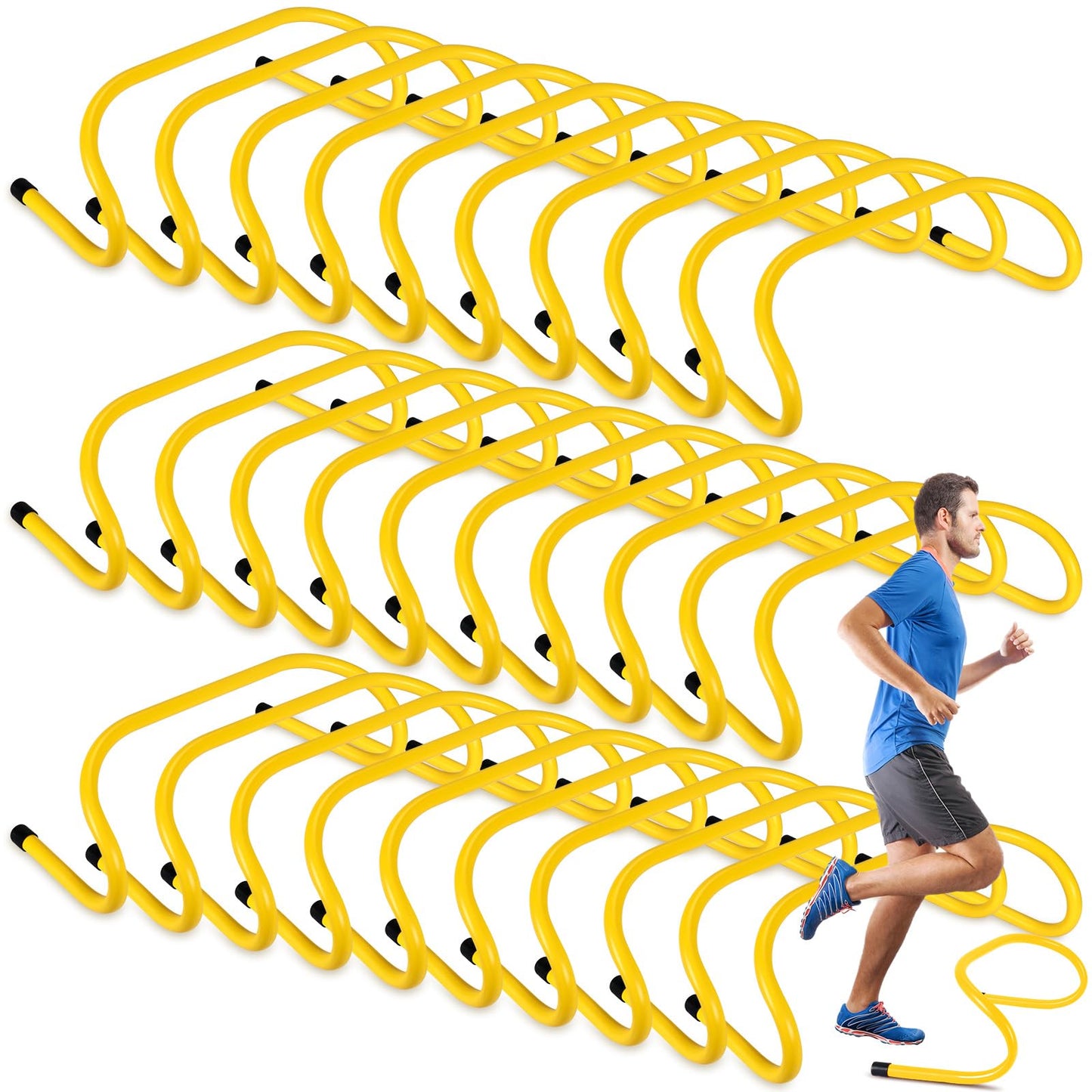 Wettarn 30 Pcs 6" Speed Agility Training Hurdles Plyometric Practice Agility Hurdle for Adults, Athletes, Basketball, Baseball, Soccer, Football Indoor Outdoor Sports Equipment(Yellow)