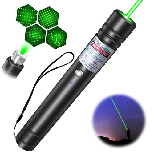 LETEAPII Green Beam Light Flashlight Long Range, USB Rechargeable Tactical Flashlights with Star Cap Adjustable Focus for TV/LED/LCD Screens, Presentations, Astronomy, Camping, Hiking, and Outdoor Use