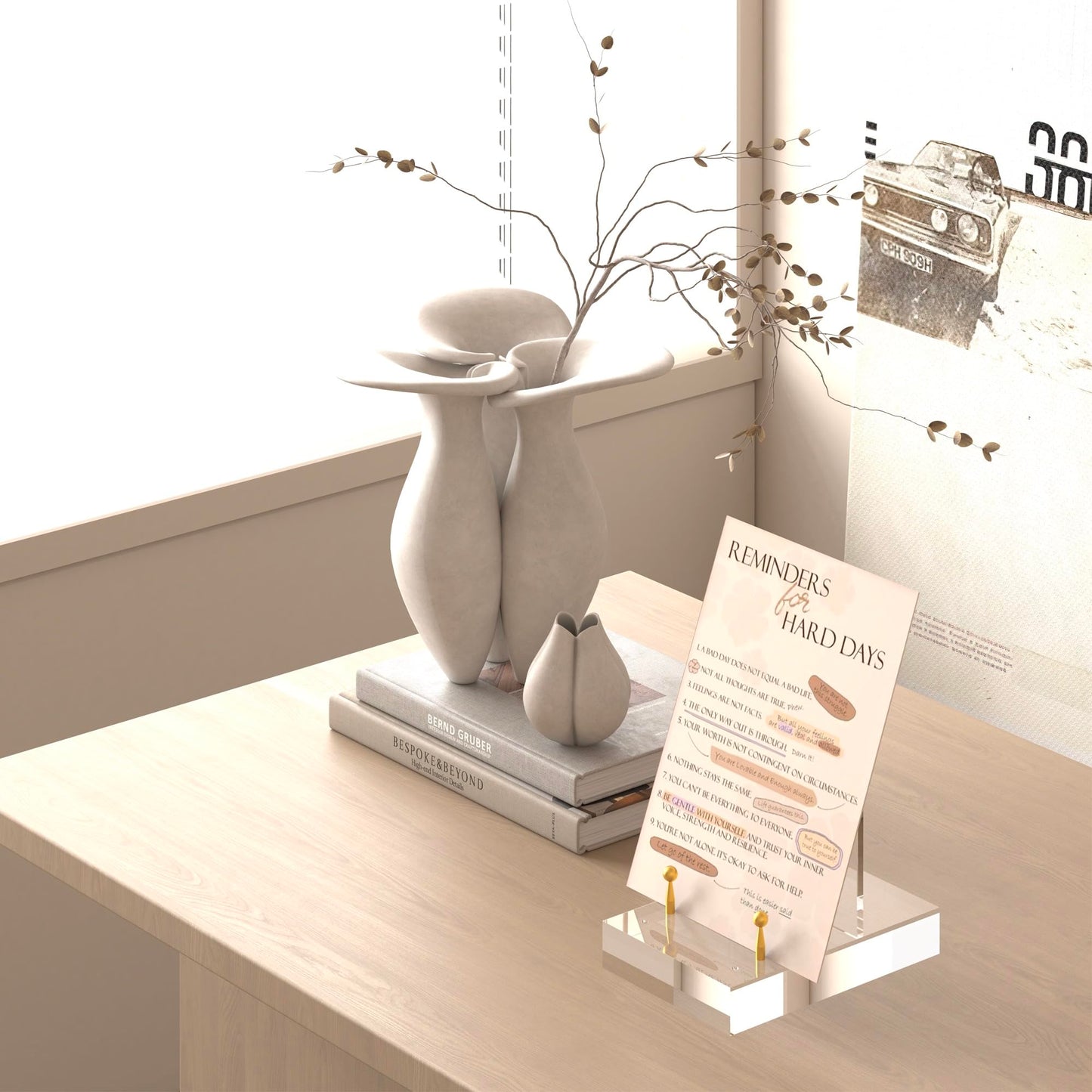 UoYeet Acrylic Easel Display Stand with Adjustable Gold-Toned Hardware for Pictures, Crystal Clear Acrylic Stand with Floating Appearance for Cookbook, Invitation and Plates