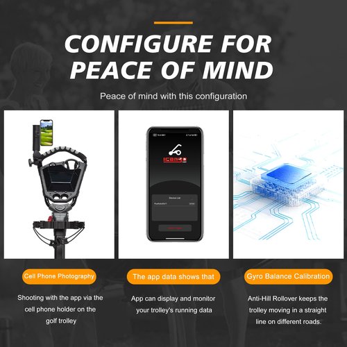 NLIEOPDA Electric Golf Cart with Remote Control, Auto-Follow Golf Push Cart Caddy, All Terrain Foldable Portable Trolley Golf Cart Accessories, Phone-GPS