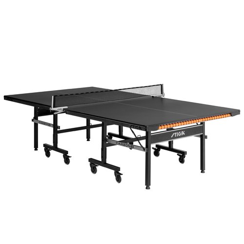 STIGA Carbon 18 Table Tennis Table – 18mm Playfield - QuickPlay Assembly - Integrated Ball Storage - Tournament-Grade Net - Playback Mode